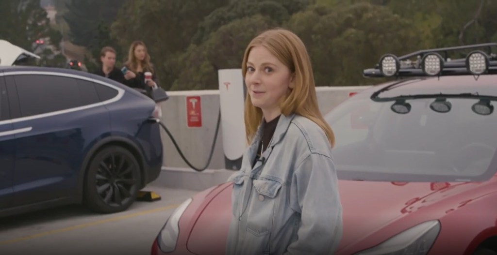 Simone Giertz with Tesla Truckla pickup