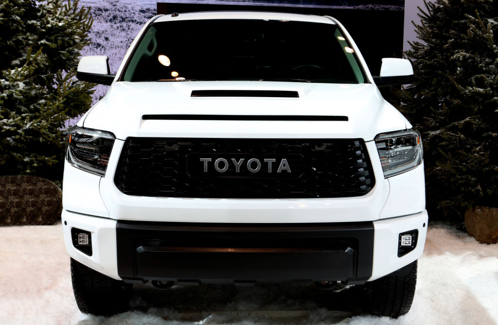 Front view of a white 2020 Toyota Tundra