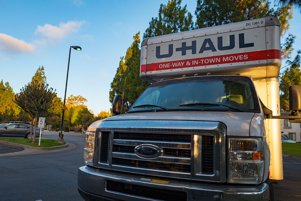 Front view of a U-Haul moving truck