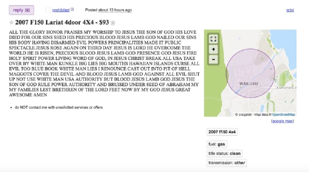 What not to include in your Craigslist truck or car ad
