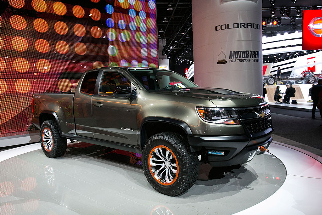 The 2015 Chevy Colorado on display.