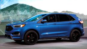 2019 Ford Edge ST on display at the 2018 North American International Auto Show.