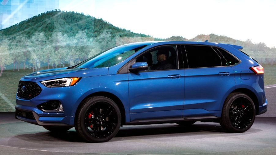 2019 Ford Edge ST on display at the 2018 North American International Auto Show.