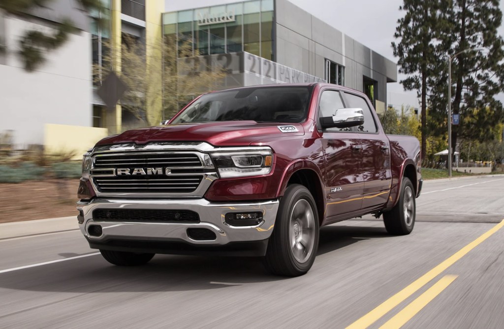 The 2019 Ram 1500 driving down the road