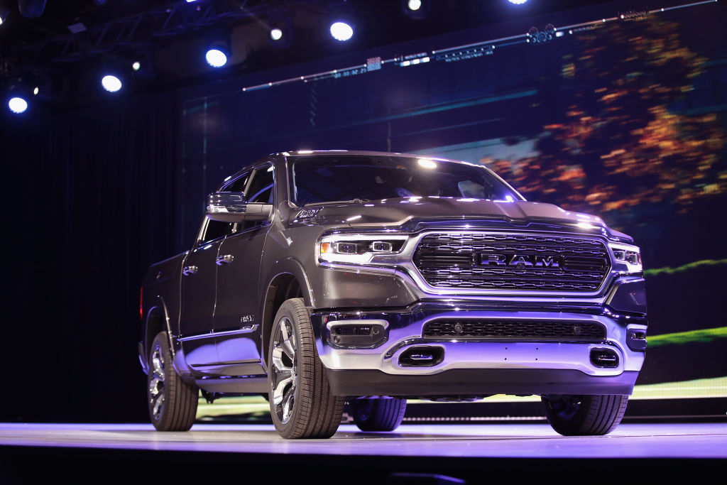 A 2019 Ram 1500 on display at an auto show.