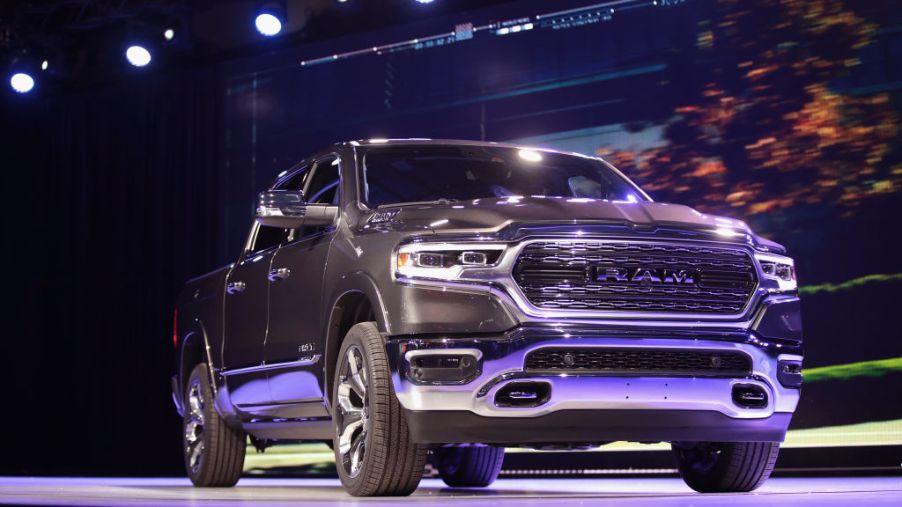 A 2019 Ram 1500 on display at an auto show.