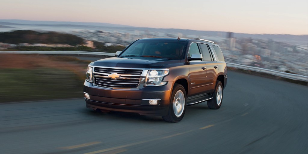 2020 Chevrolet Tahoe SUV at speed on a winding road