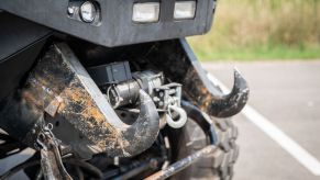 A winch can be seen attached to the front of a vehicle