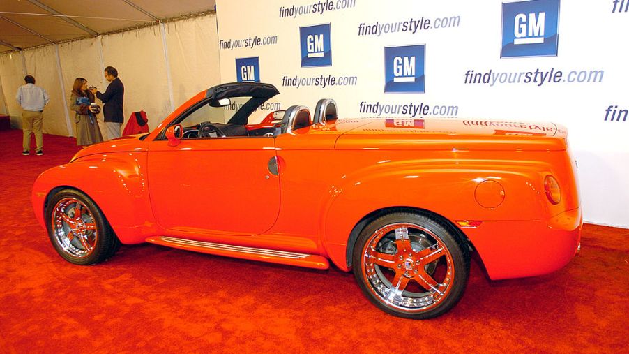 A Chevy SSR on display on the red carpet