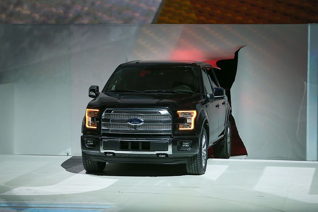 The Ford F-150 being unveiled at the North American International Auto Show