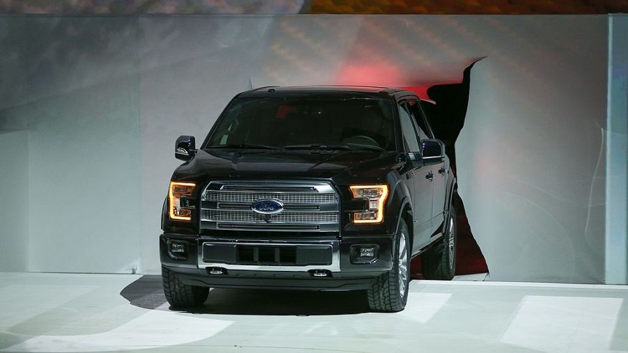 The Ford F-150 being unveiled at the North American International Auto Show