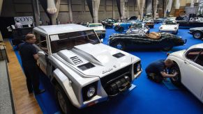 A Lamborghini truck on display before an auction