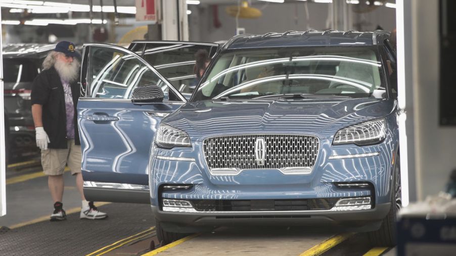 A 2020 Lincoln Aviator in the factory