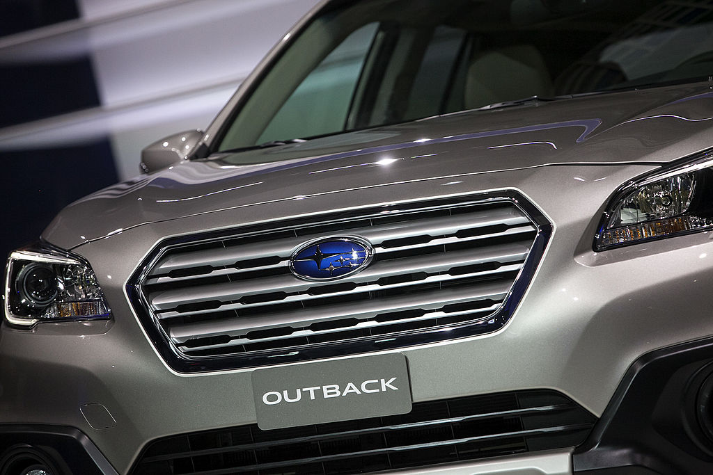 A Subaru Outback is unveiled at the New York International Auto Show