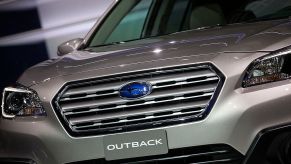 A Subaru Outback is unveiled at the New York International Auto Show