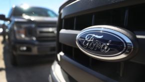 The grille of a Ford F-150
