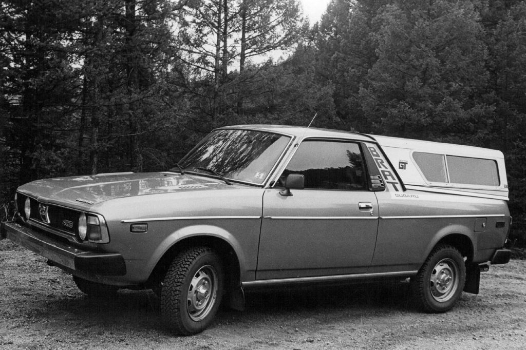 The Subaru BRAT parked in a driveway