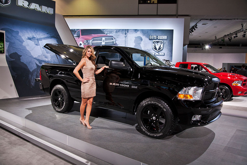a 2011 ram 1500 on display at an auto show