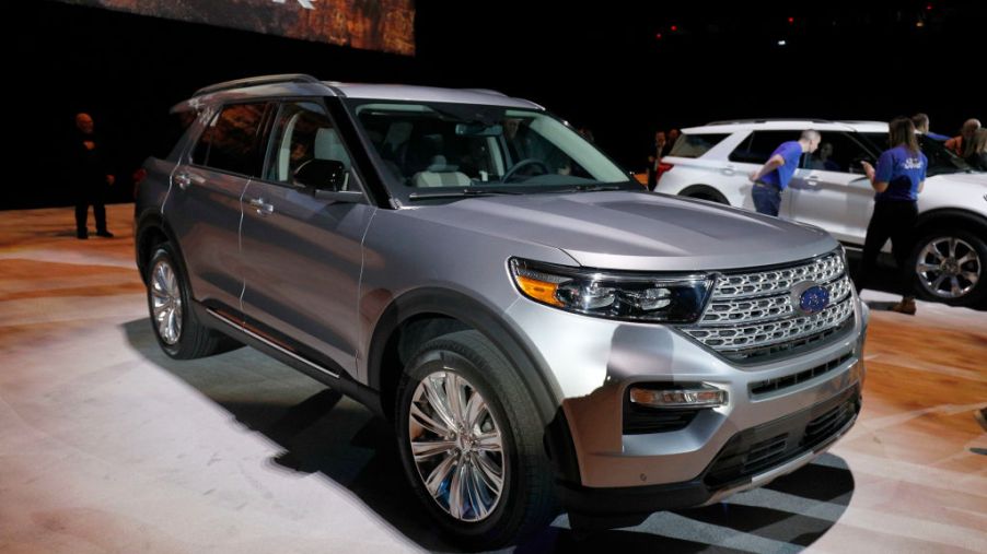 The 2020 Ford Explorer on display at an auto show