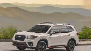 2019 Subaru Forester Sport parked in front of mountains