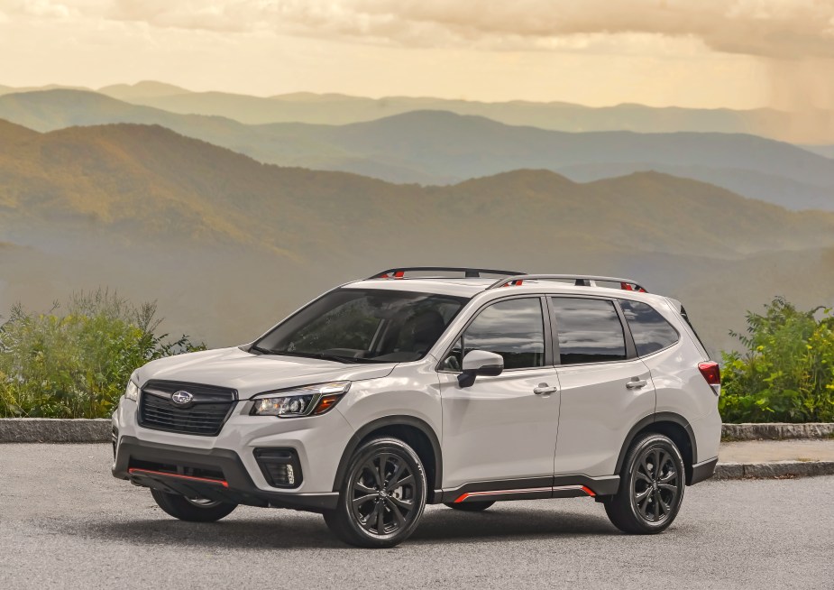 2019 Subaru Forester Sport parked in front of mountains