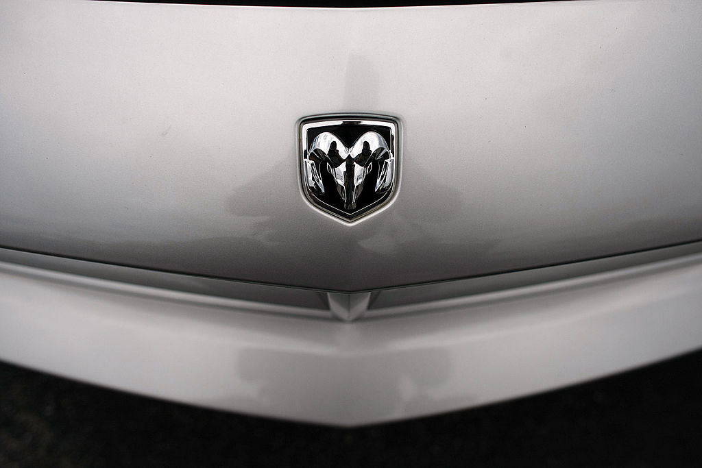 A Dodge vehicle on display at a dealership