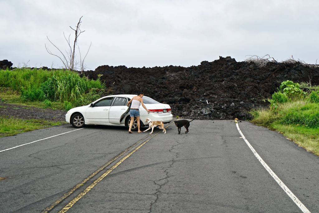 Lava intrusion from 2018 inside Isaac Hale Park on October 25,2019 in Big Island, Hawaii
