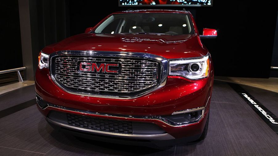 A GMC Acadia on display at an auto show
