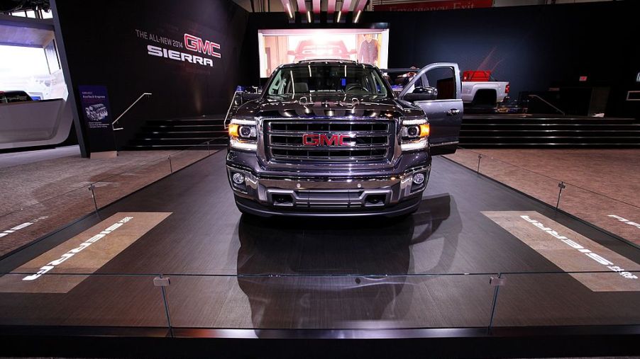 A GMC Sierra on display during an auto show