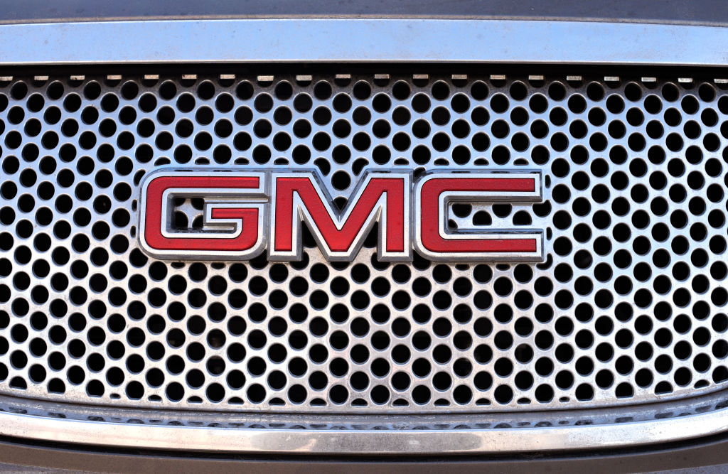 The grille of a GMC vehicle parked in Santa Fe, New Mexico.
