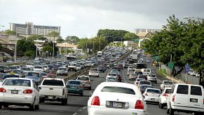 A traffic jam in Hawaii, which is the worst state for driving