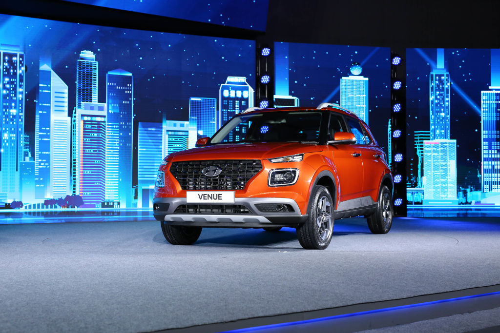 The Hyundai Venue at an unveiling in India