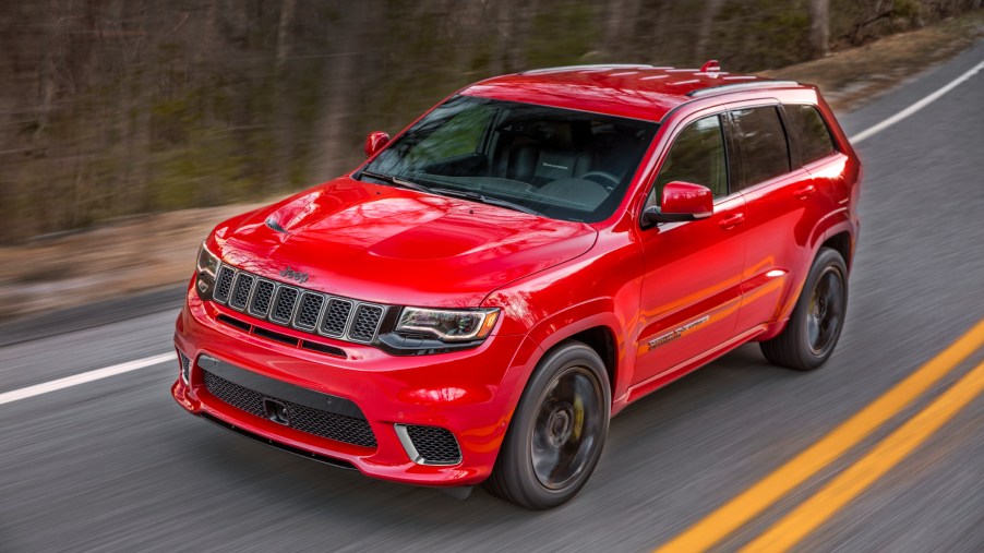 2020 Jeep Grand Cherokee Trackhawk driving on forest road