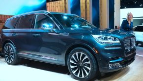 The Lincoln Aviator on display at an auto show