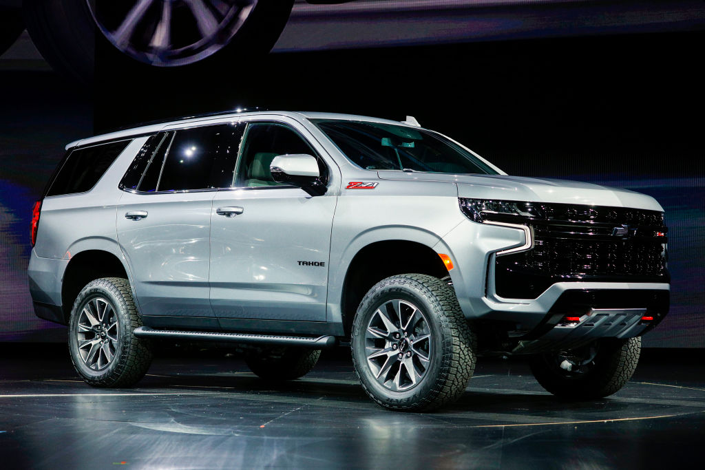 The new Chevrolet Tahoe on display at an auto show