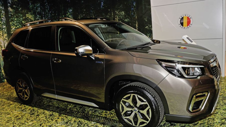 A new Subaru Forester on display at an auto show
