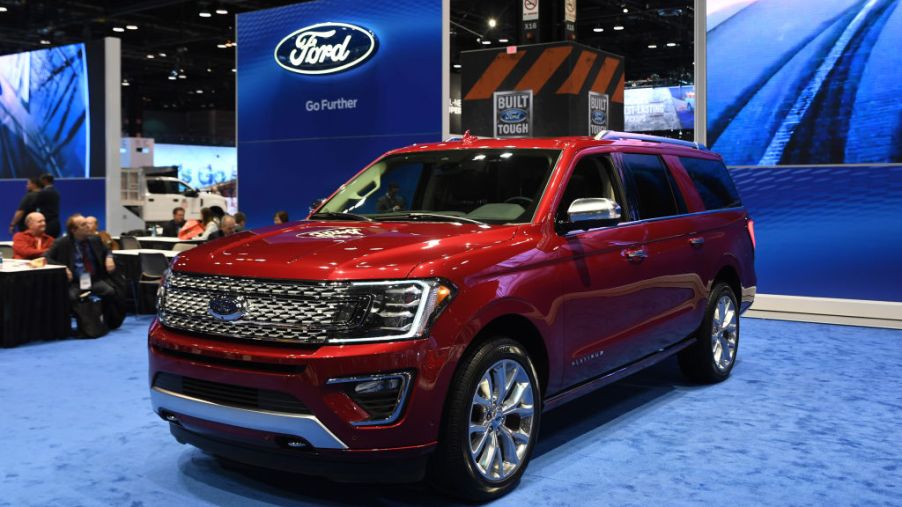A Ford Expedition on display at an auto show