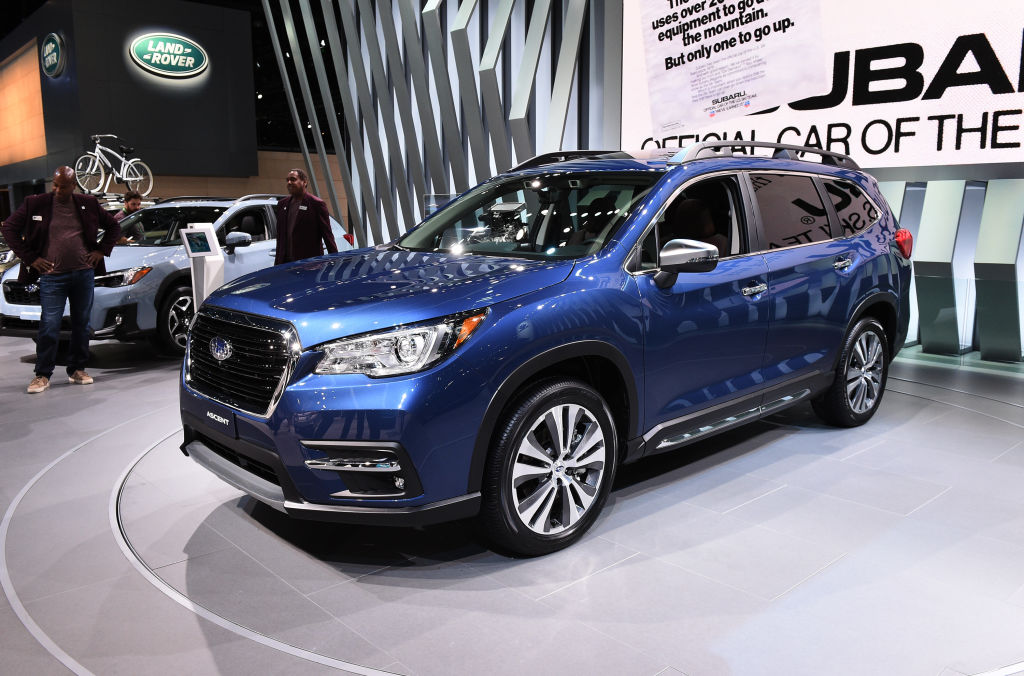 A new Subaru Ascent on display during a car show