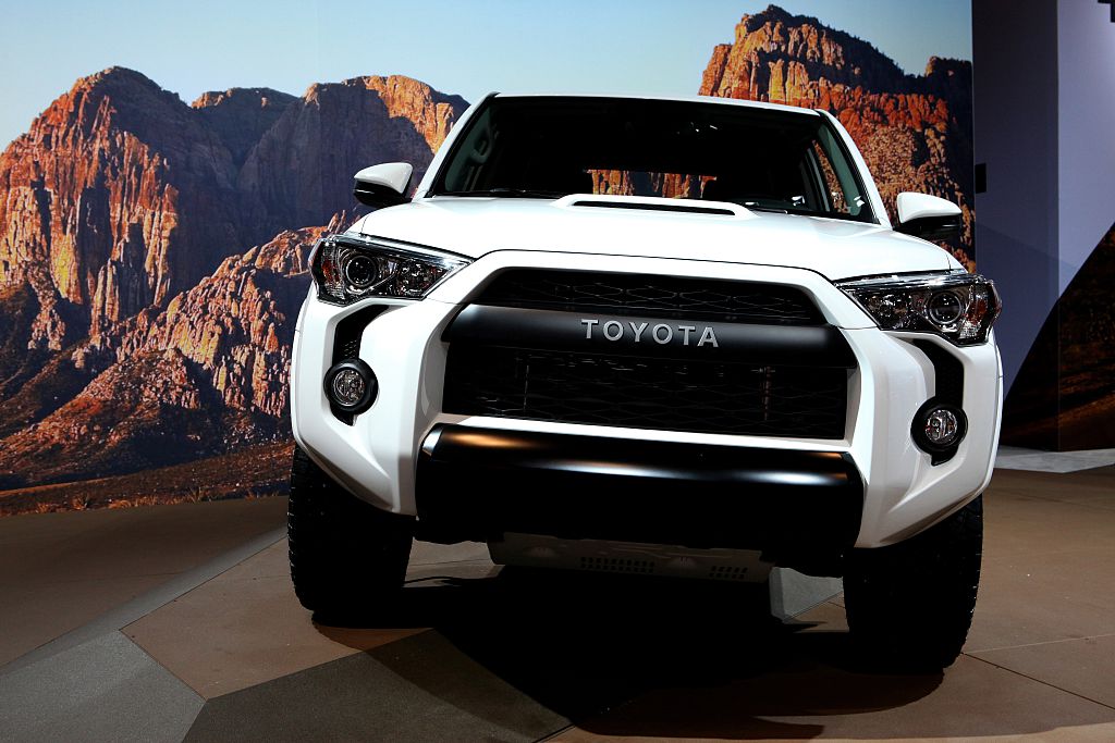 A Toyota 4Runner on display at an auto show.