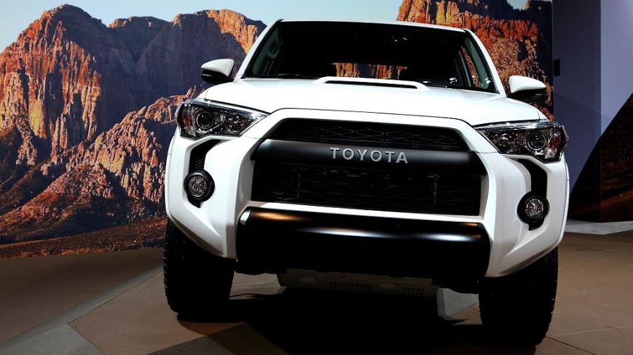 A Toyota 4Runner on display at an auto show.
