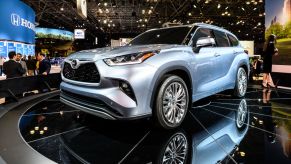 A new Toyota Highlander on display at an auto show