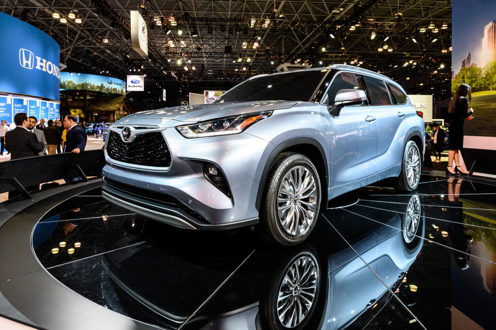 A new Toyota Highlander on display at an auto show