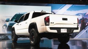 A Toyota Tacoma TRD on display at an auto show