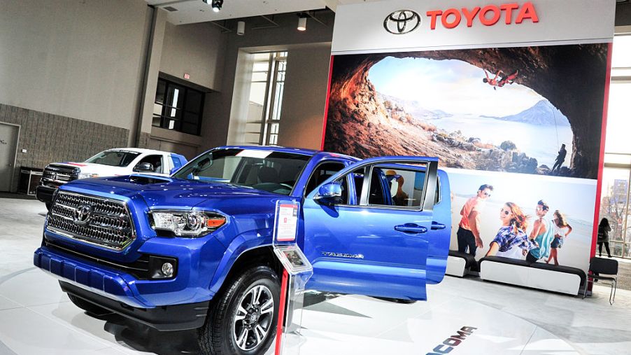 A new Toyota Tacoma on display