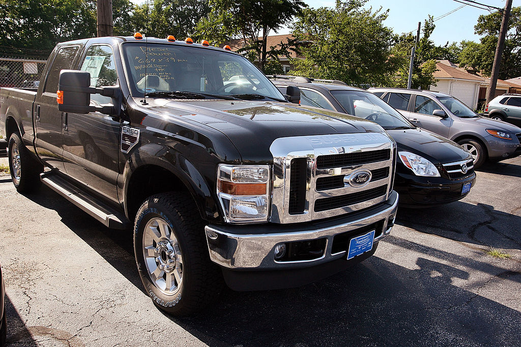 A used Ford F-250 on a car dealership lot