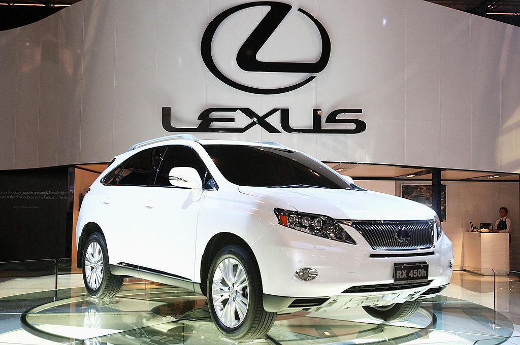 The Lexus RX on display at an auto show.