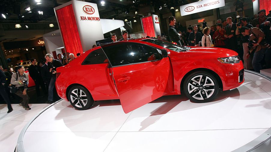 A 2010 Kia Forte on display at an auto show