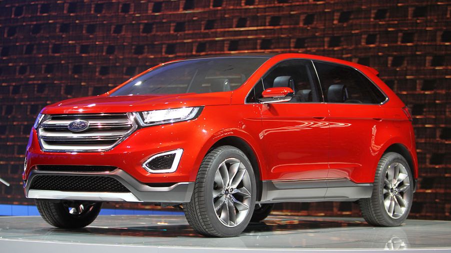 A Ford Edge concept vehicle is shown during media preview days at the 2013 Los Angeles Auto Show