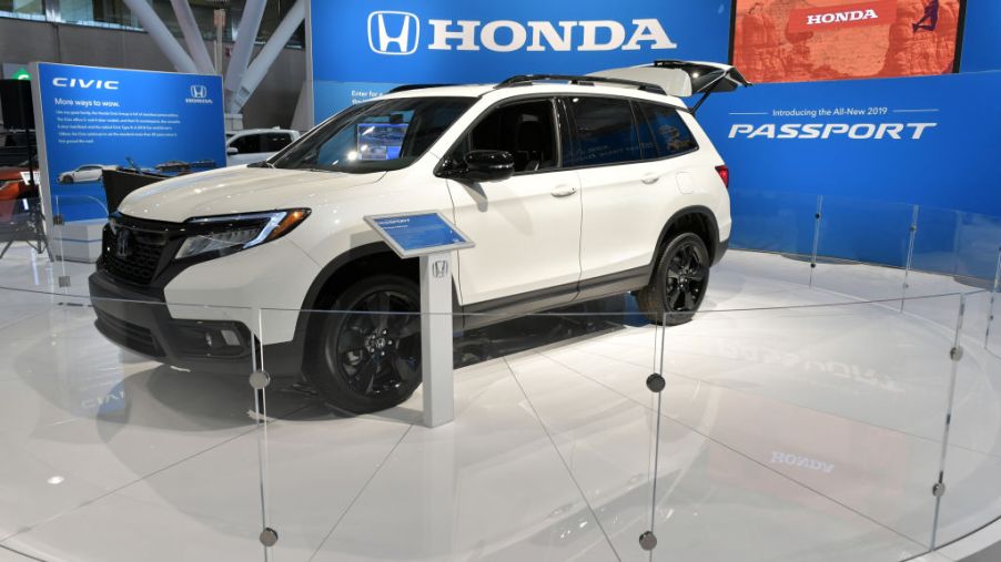 Carl Pulley of Honda introduces the 2019 Honda Passport at the 2019 New England International Auto Show Press Preview