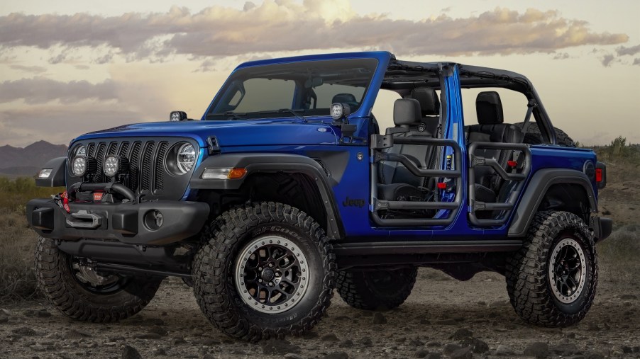 2020 Jeep Wrangler parked on mountain top